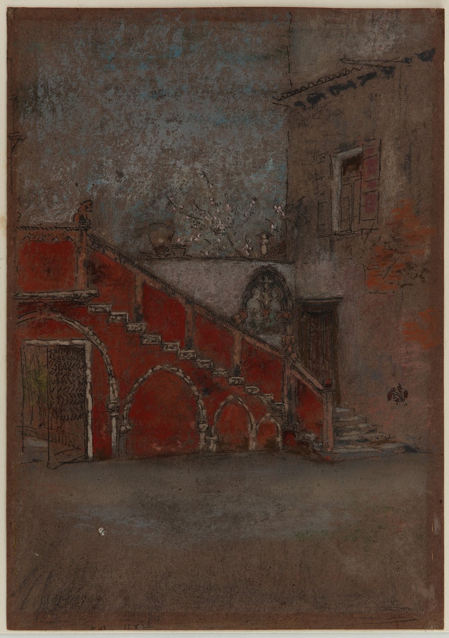Merdiven: Kırmızı Not, 1880 (kahverengi kağıt üzerine pastel ve pastel boya) by James Abbott McNeill Whistler