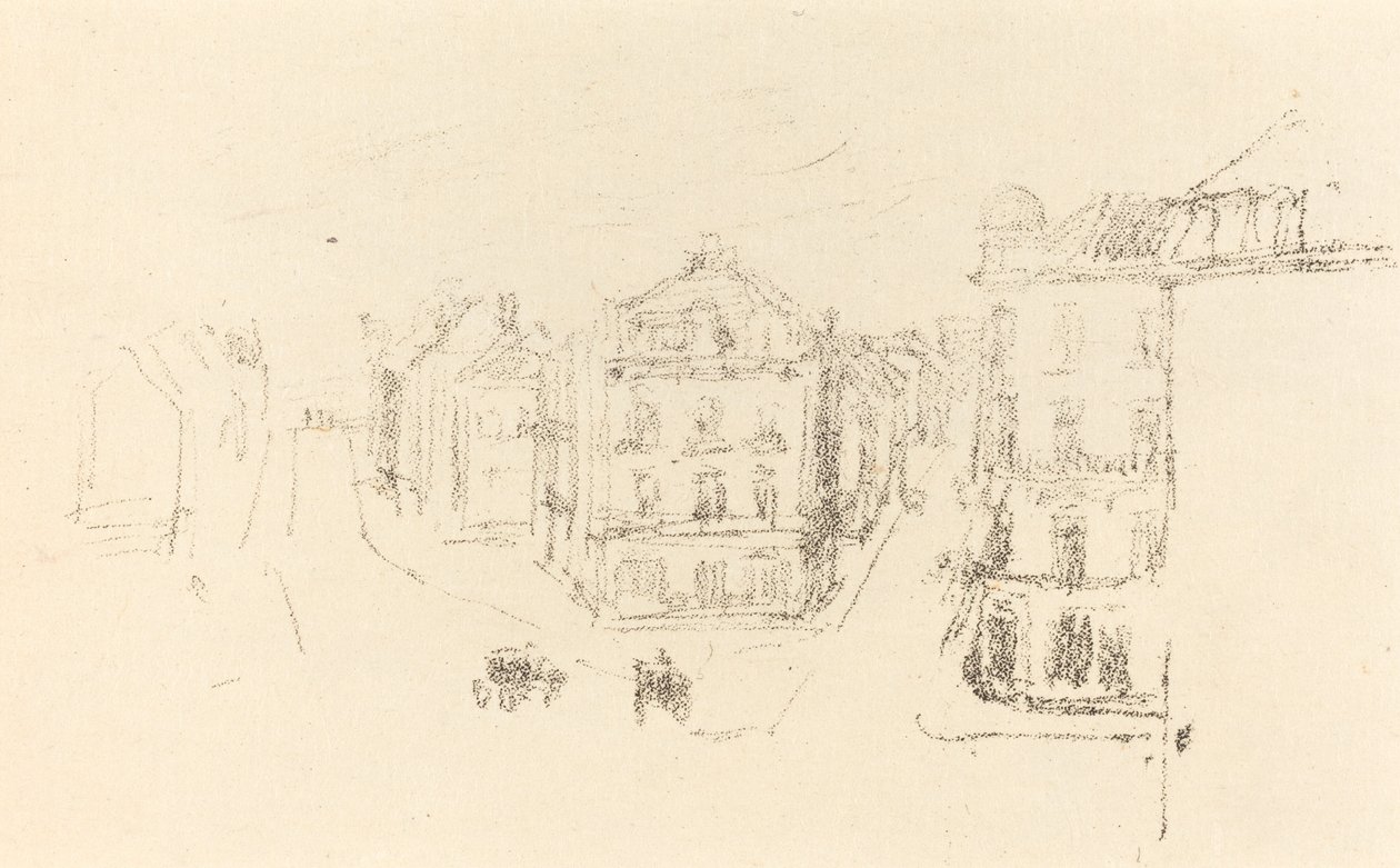 Deneme Kroki: Grand Rue, Dieppe, c. 1891. by James Abbott McNeill Whistler