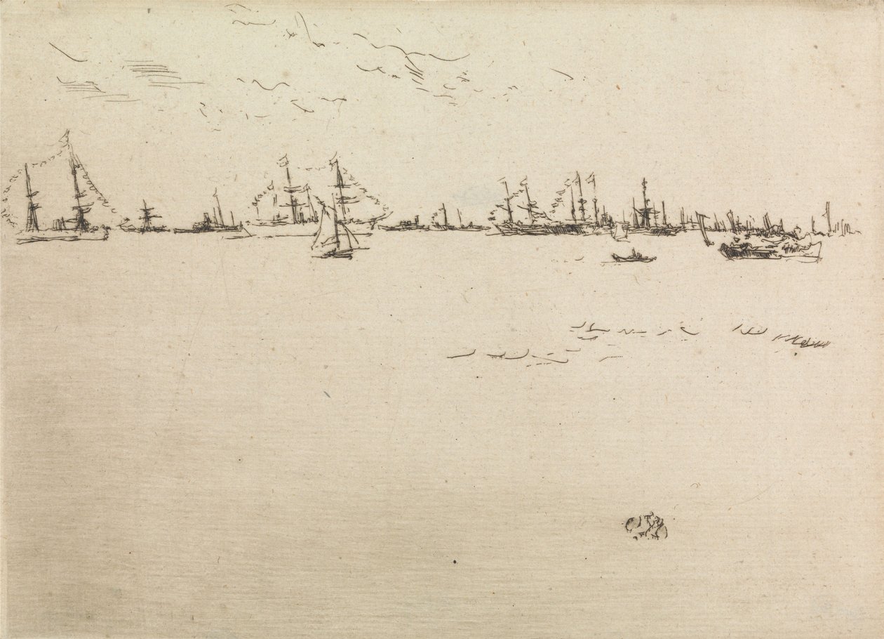 Birlik Gemileri, The Naval Review, 1887 başlıklı on iki gravürden by James Abbott McNeill Whistler