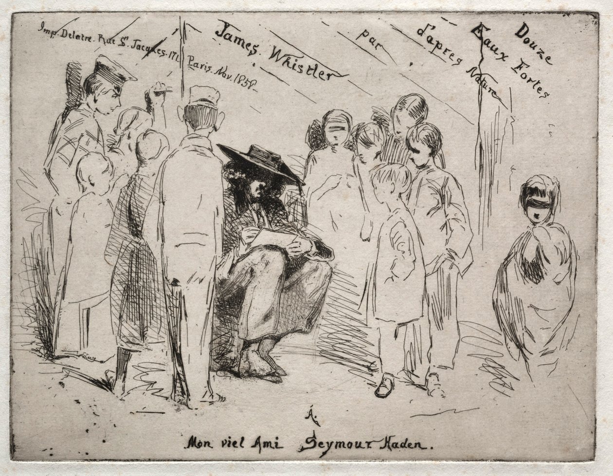 Doğadan On İki Gravür: Başlık Sayfası - Delauney Sketching, 1858. by James Abbott McNeill Whistler