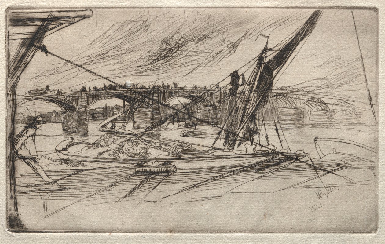 Vauxhall Köprüsü, 1861. by James Abbott McNeill Whistler