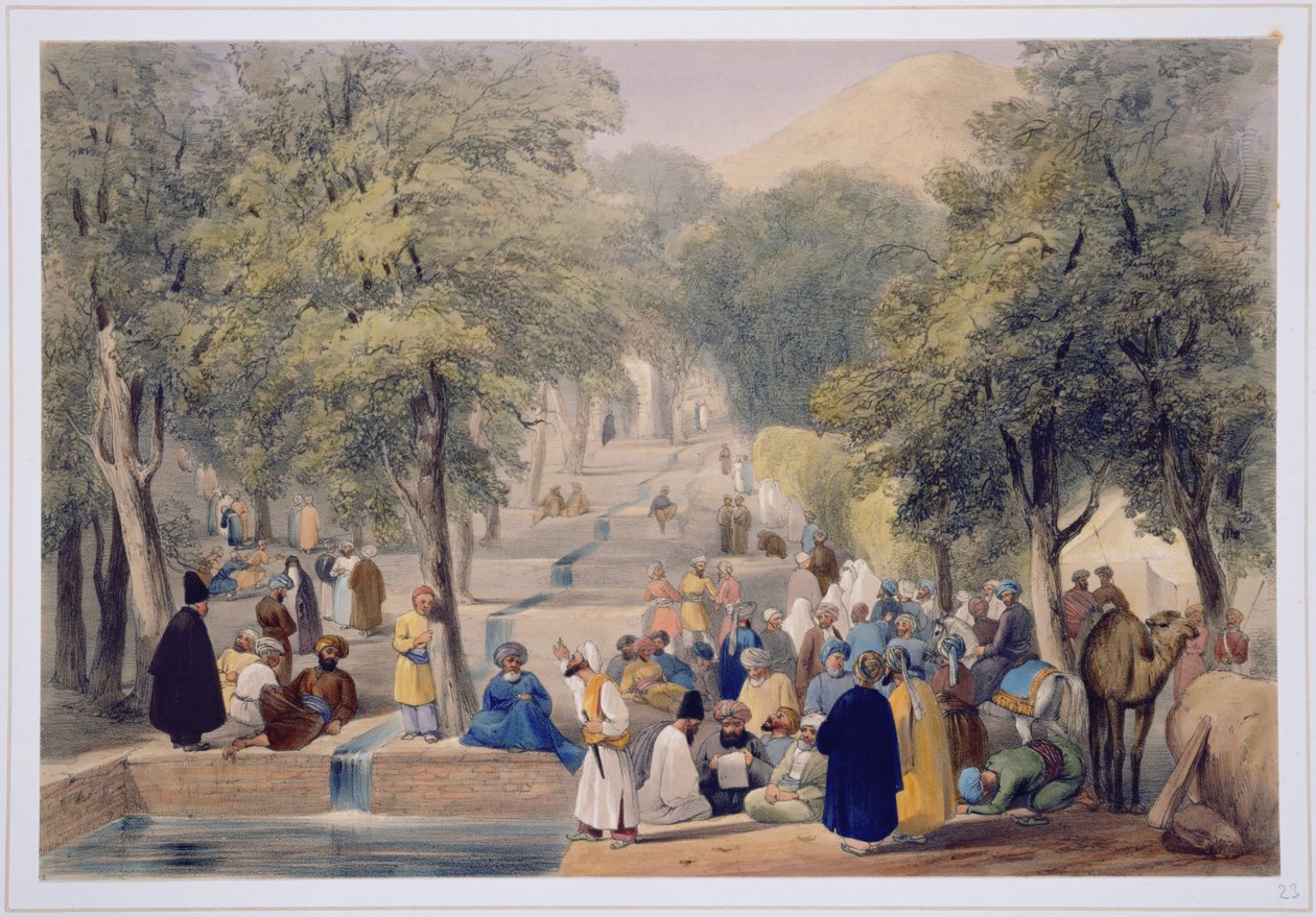 The Avenue at Babers Tomb, Charles Haghe (1810-88) ve Louis Haghe (1806-85) tarafından oyulmuş, Afganistan