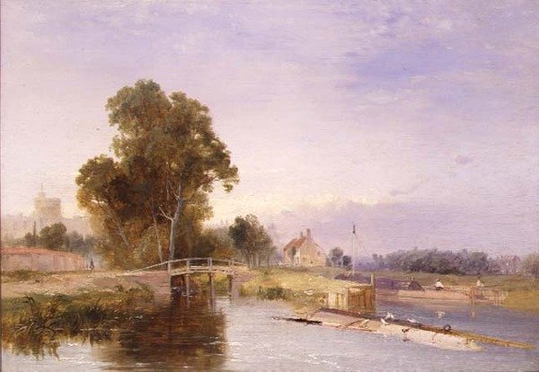 Bir kilit kapısı tarafından mavna, Windsor ötesinde (petrol) by James Baker Pyne