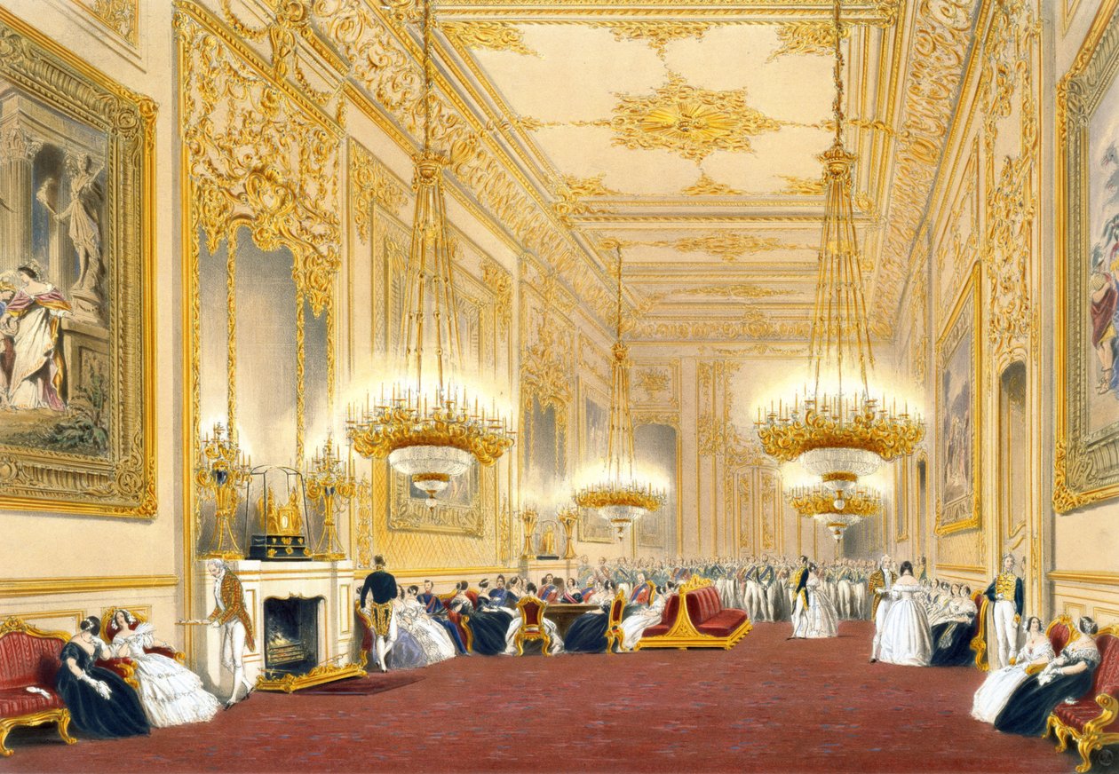 Büyük Resepsiyon Odası - Majesteleri Kral Louis-Philippe için Devlet Eğlencesi, 1838 by James Baker after Pyne