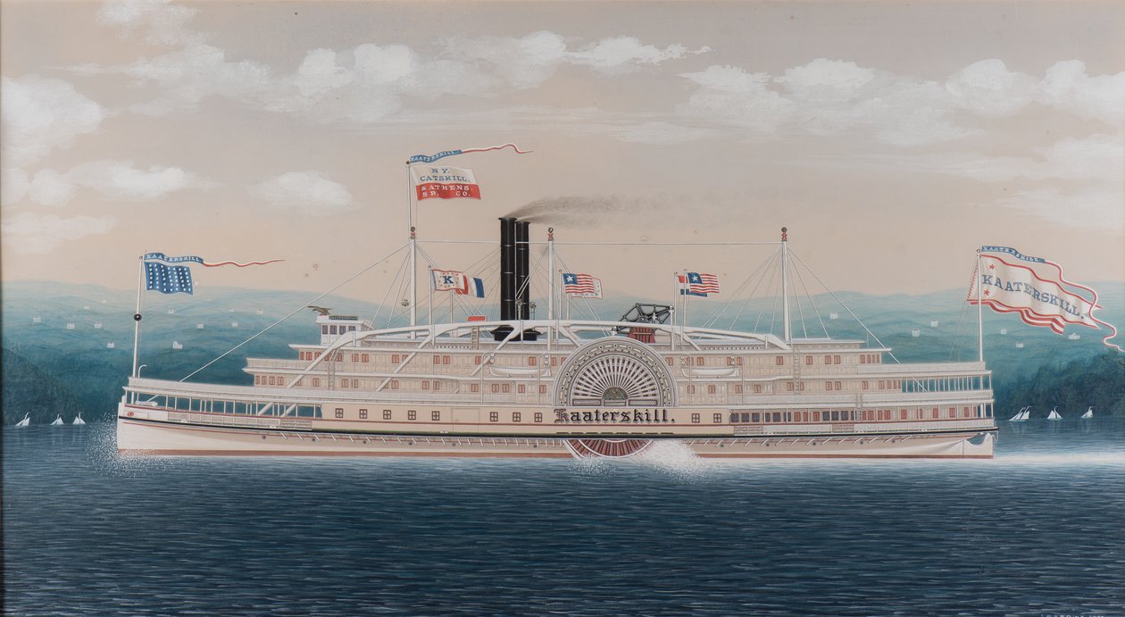 Paddle Steamboat Kaaterskill, 1882 (kağıt üzerine sulu boya) by James Bard