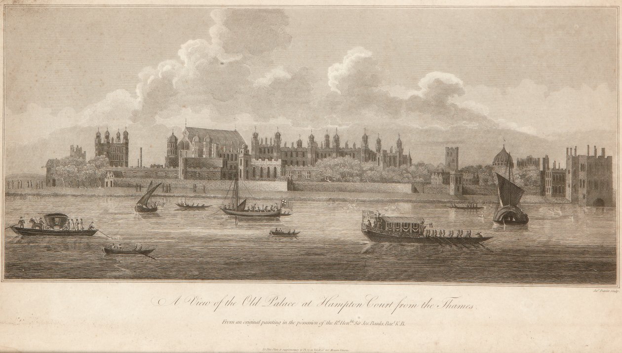 Hampton Court'un Eski Sarayı'nın Thames Nehri'nden Bir Görünümü by James Basire