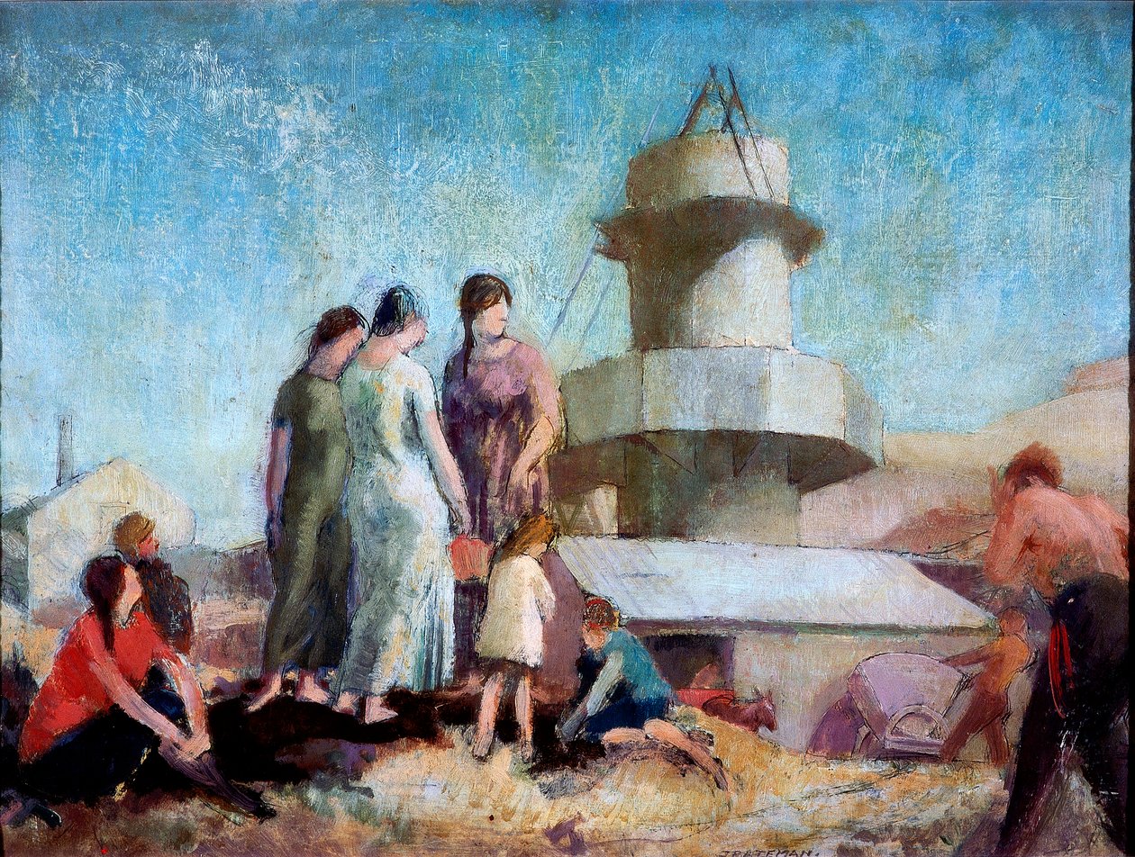 The Lime Burner, c.1936 (panelde kurşun kalem, yağ ve mum) by James Bateman