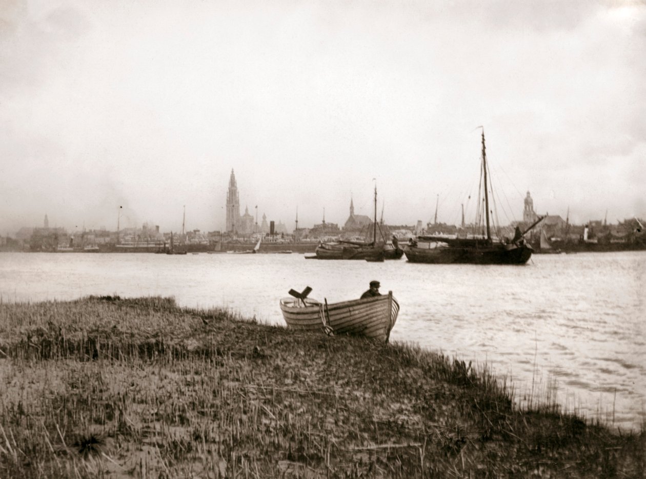 Kanal kenarında kürekli tekne, Rotterdam, 1898. by James Batkin