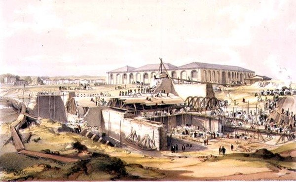 Sabit Makine Evinin İnşası, Camden Kasabası, 28 Nisan 1837, sanatçı tarafından oyulmuş by James Bourne