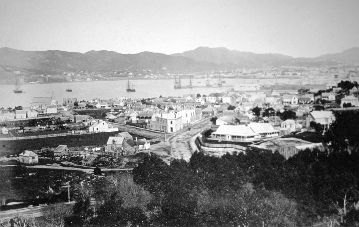 Lambton Limanı ve Queens Wharf, Wellington, Yeni Zelanda, 1870 by James Bragge