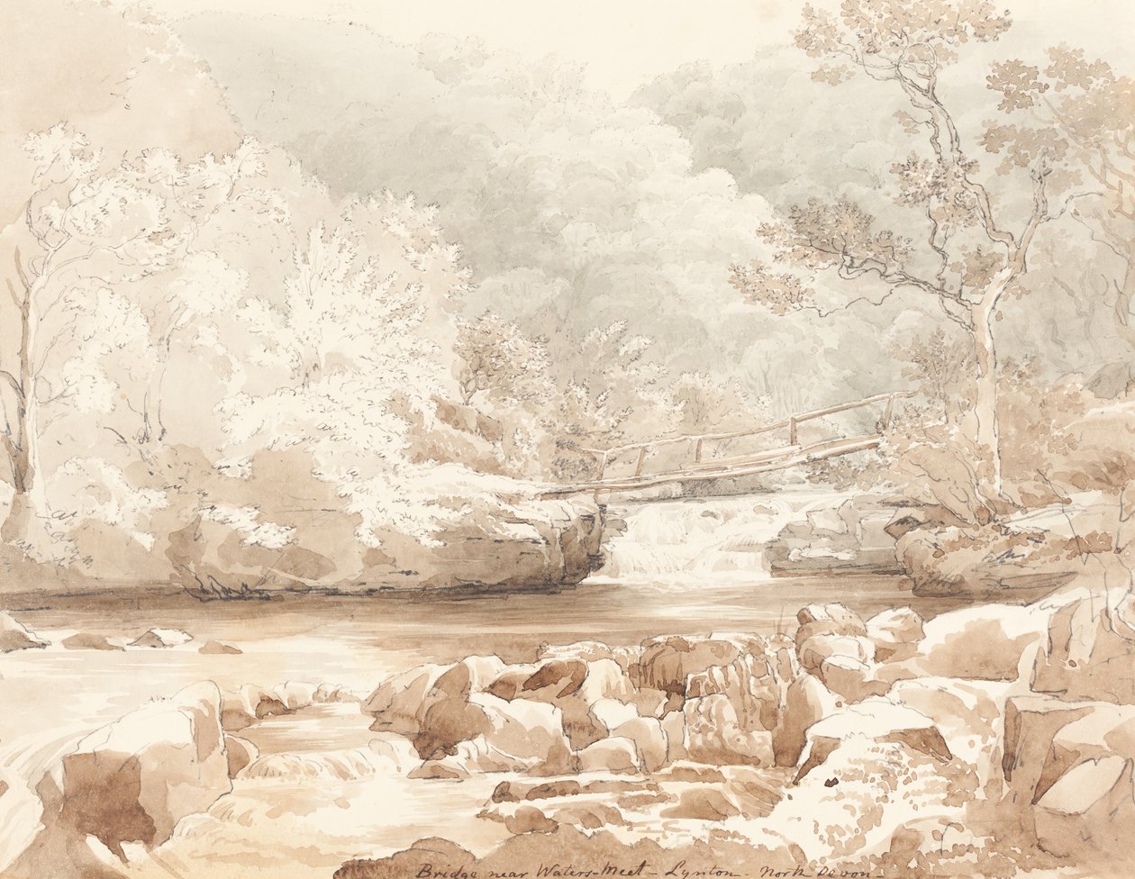 Waters-Meet Yakınındaki Köprü, Lynton, Kuzey Devon, 19. yüzyılın ilk yarısı. by James Bulwer