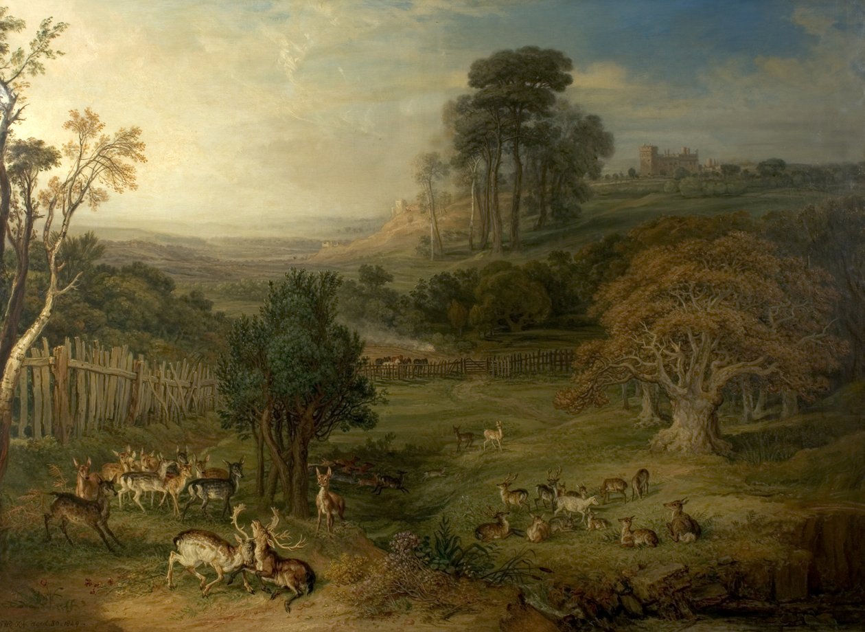 Nemli Bir Sabah (Geyiklerin Düellosu), 1849 by James Charles Ward