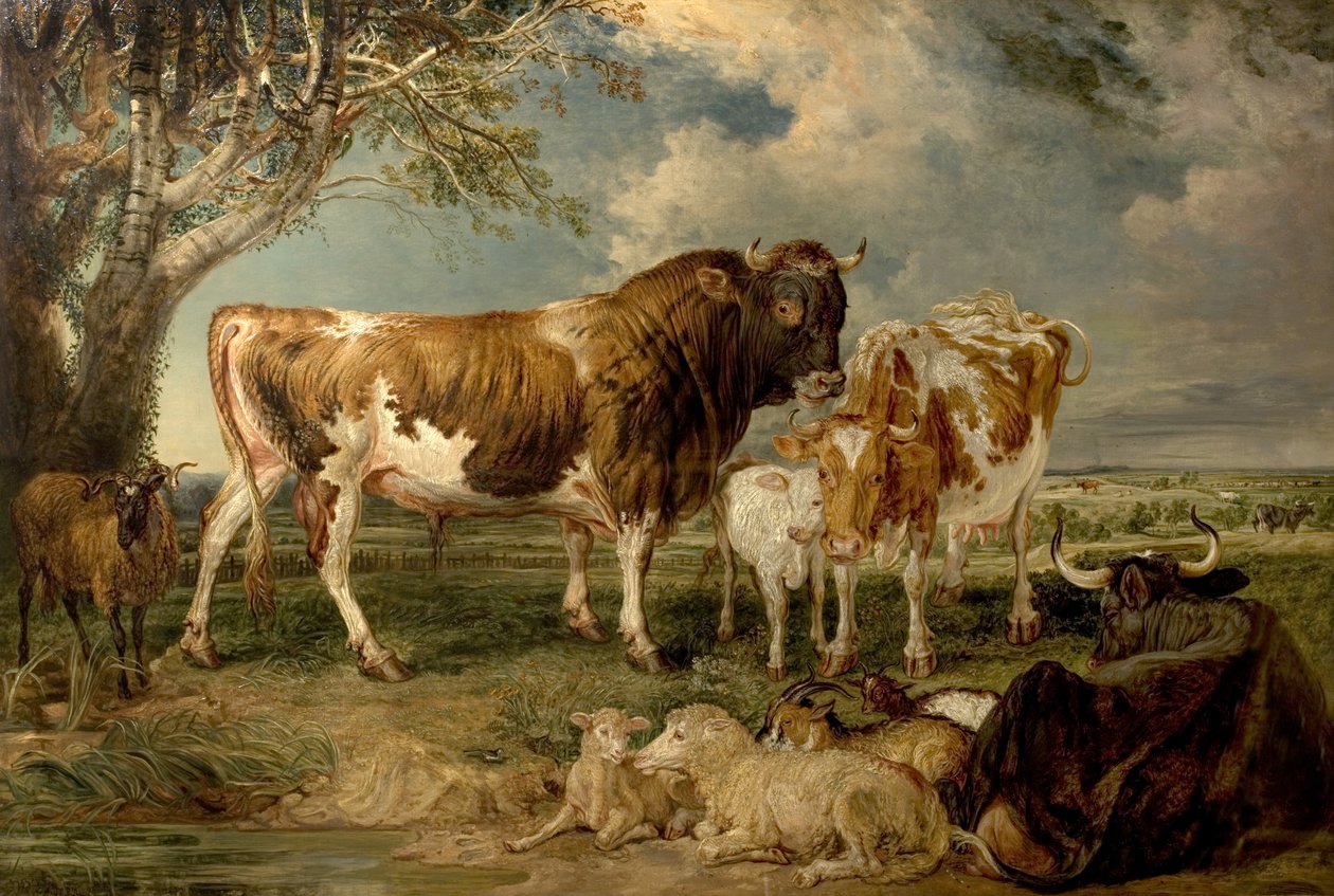 Peyzajda Boğa, İnek ve Dana, 1837 by James Charles Ward