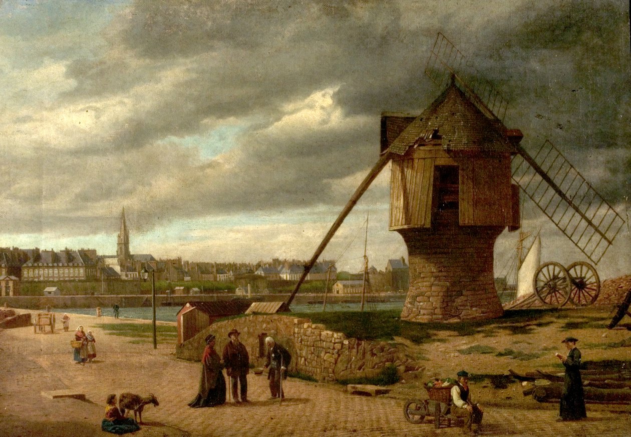 Yel Değirmeni ile Manzara, St Malo, Fransa, 1877 by James Collinson