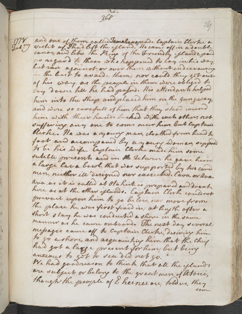 Egerton MS 2177 A f.367r Captain Cook: Journals III by James Cook