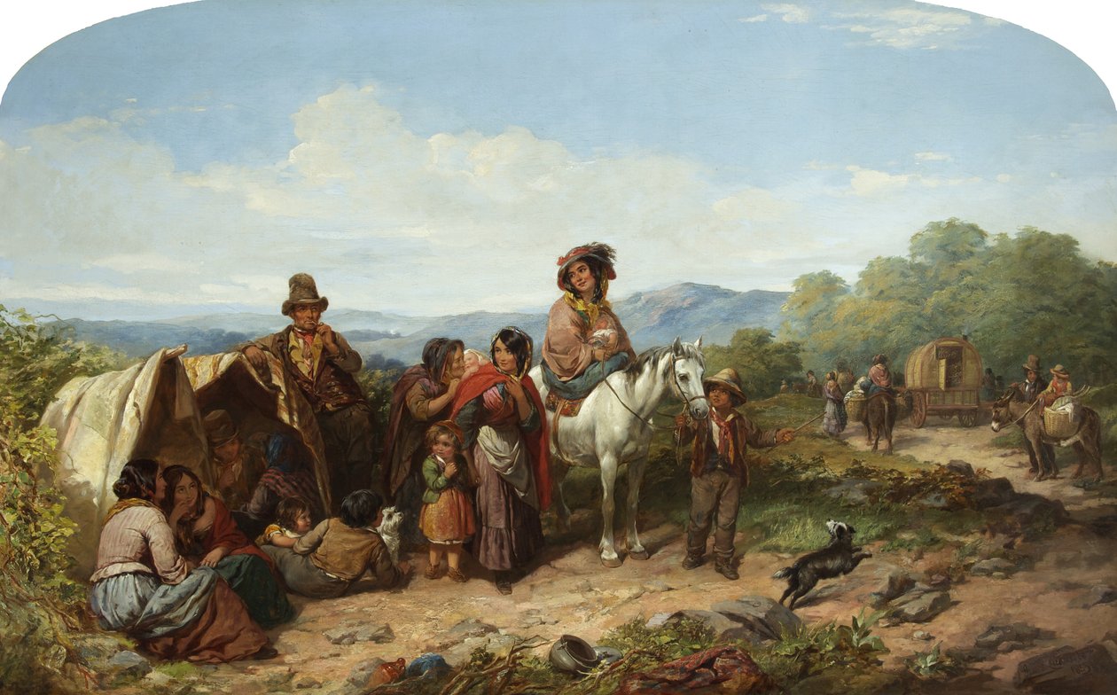Kampın Dağılması (tuval üzerine yağlı boya) by James Curnock