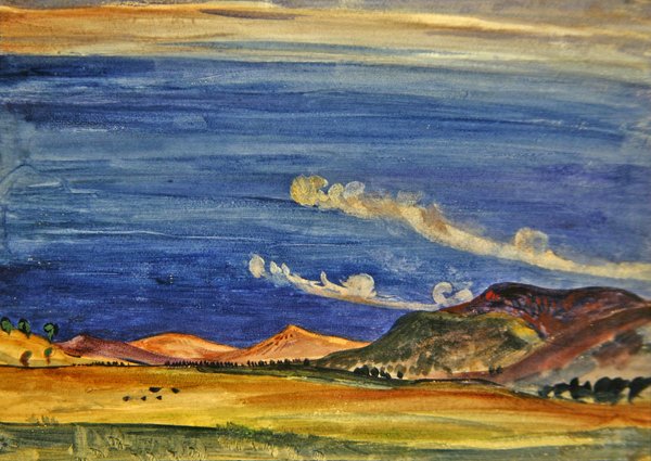 Dağlarda Gök Gürültüsü (kağıt üzerine kurşun kalem üzerine sulu boya) by James Dickson Innes