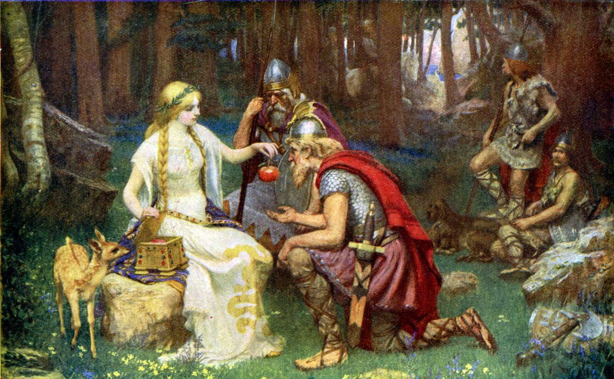 Tanrıça Idunn ve elmaları koruyan gençler by James Doyle Penrose
