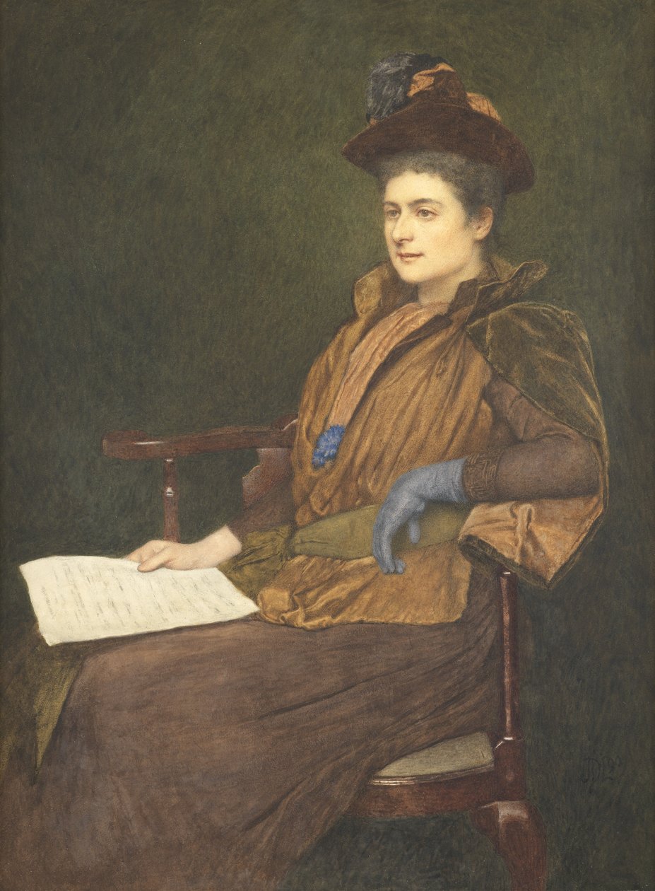 Bayan Agnes Ashbee, 1890 (kağıt üzerinde wc ve guaj boya) by James Dromgole Linton