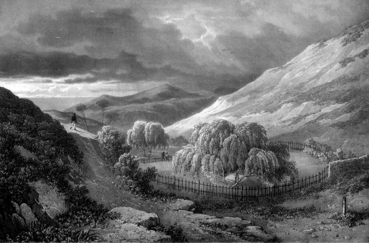 Napolyon Bonapart mezarı, St Helena adası, 1824. by James Duffield Harding
