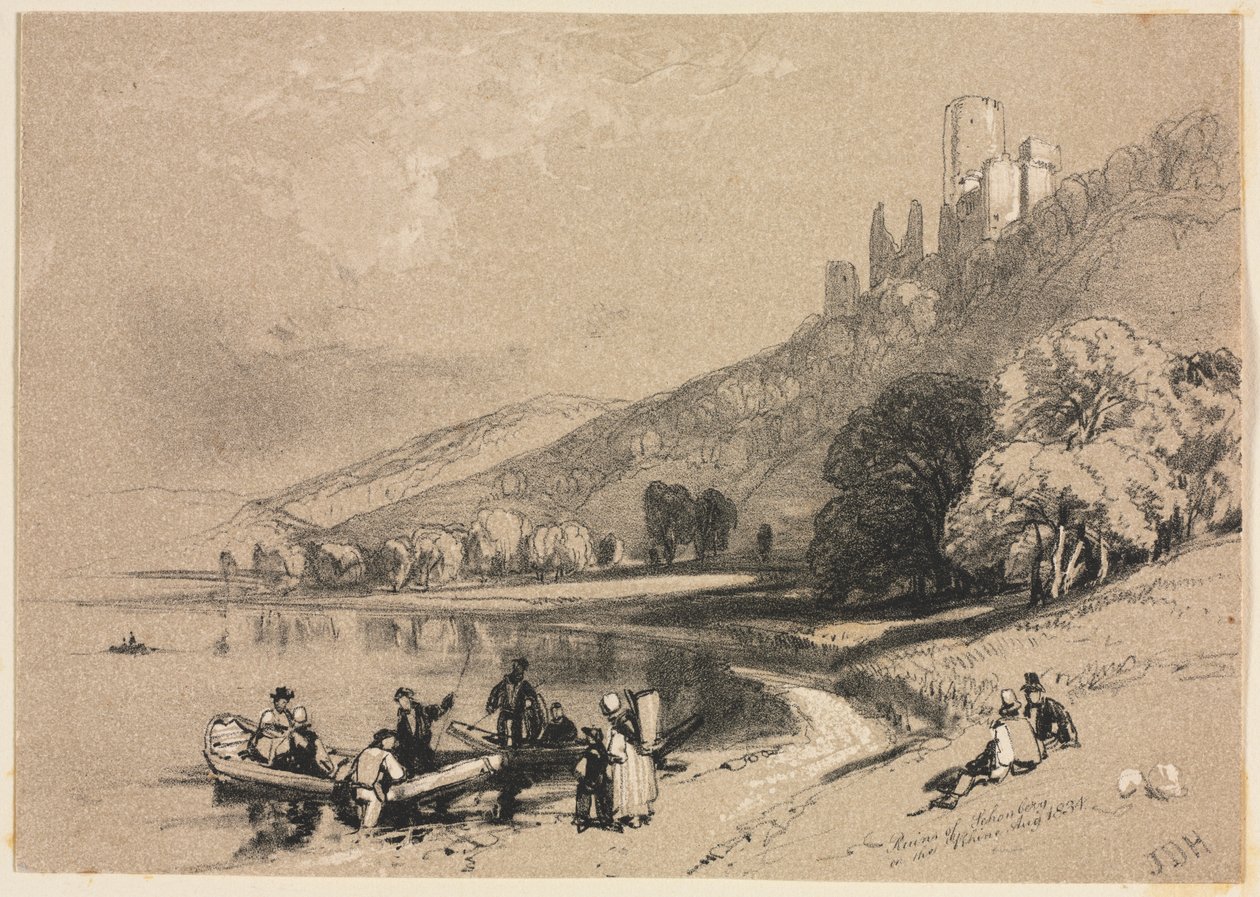 Evde ve Yurtdışında Eskizler: Ren Nehri Üzerindeki Schonberg Harabeleri by James Duffield Harding