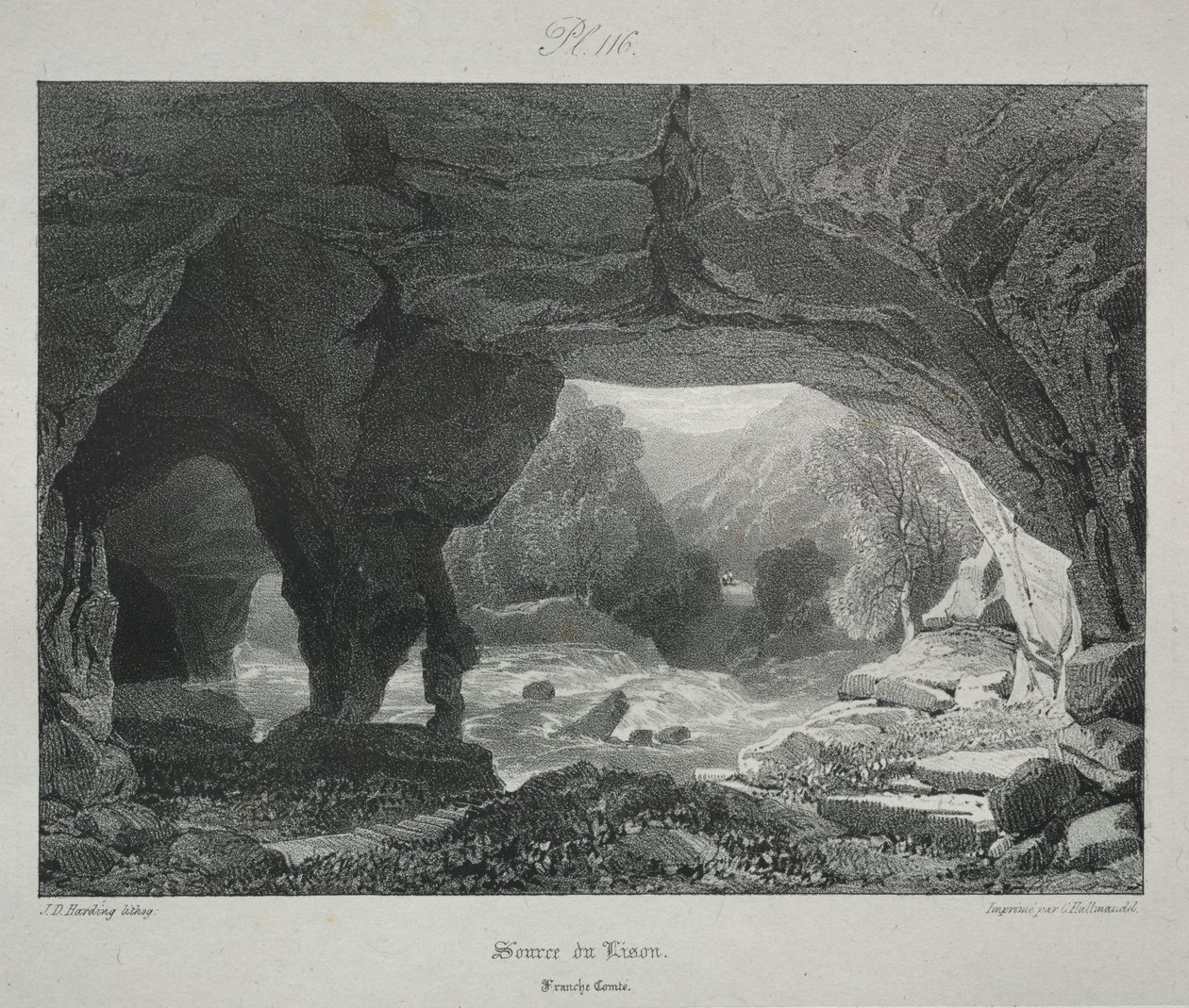 Antik Fransa'da pitoresk ve romantik yolculuklar. Franche-Comté: Lison'un Kaynağı by James Duffield Harding