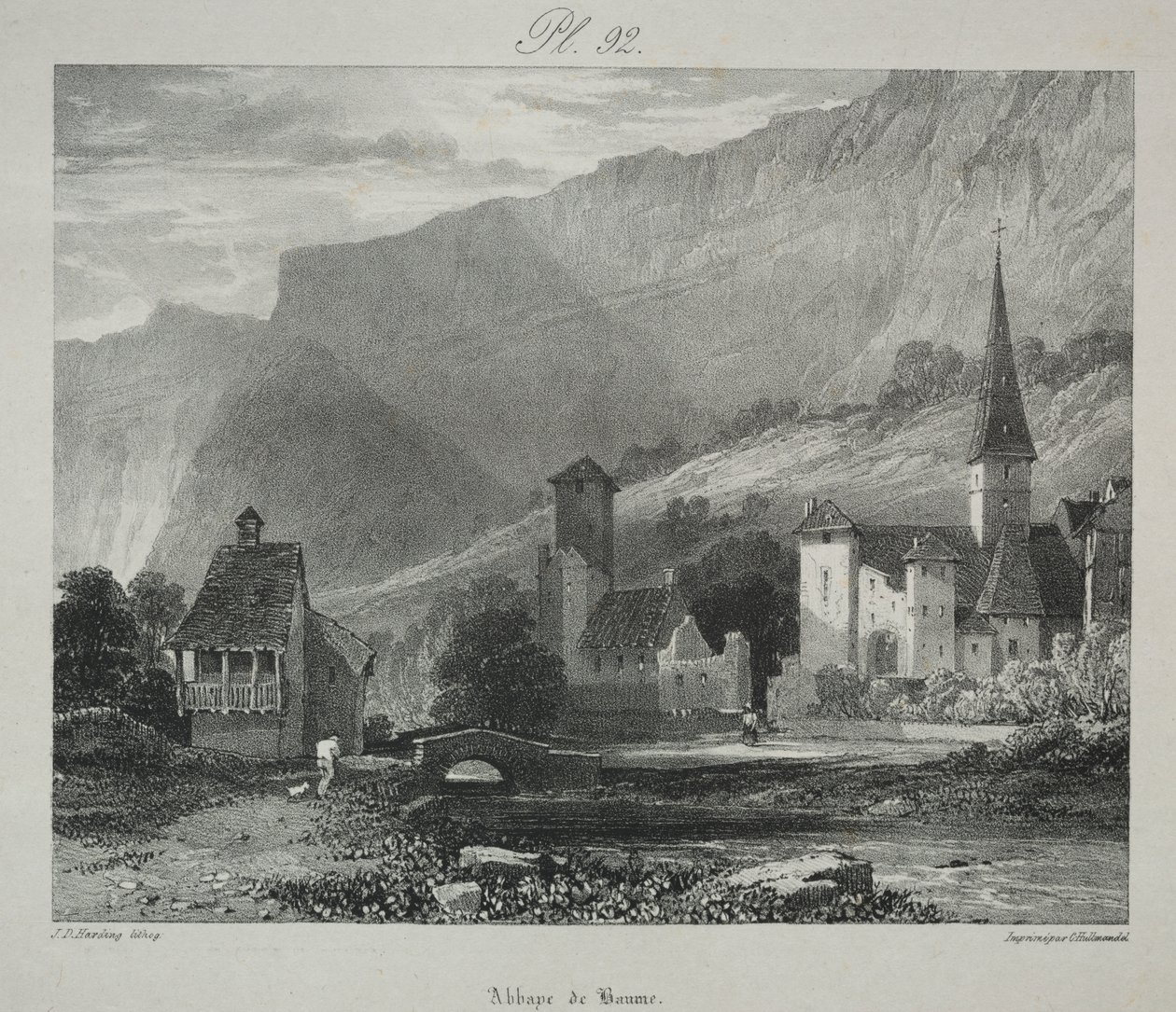 Antik Fransa'da pitoresk ve romantik yolculuklar. Franche Comté: Baume Manastırı, Baume-les-Messieurs by James Duffield Harding