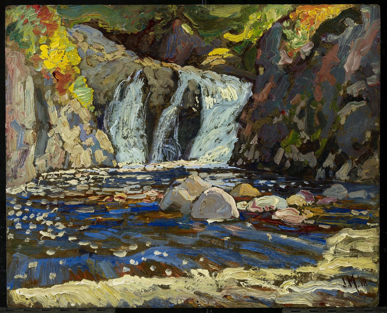 The Little Falls, 1918 (bileşik odun hamuru tahtası üzerinde yağ) by James Edward Hervey Macdonald
