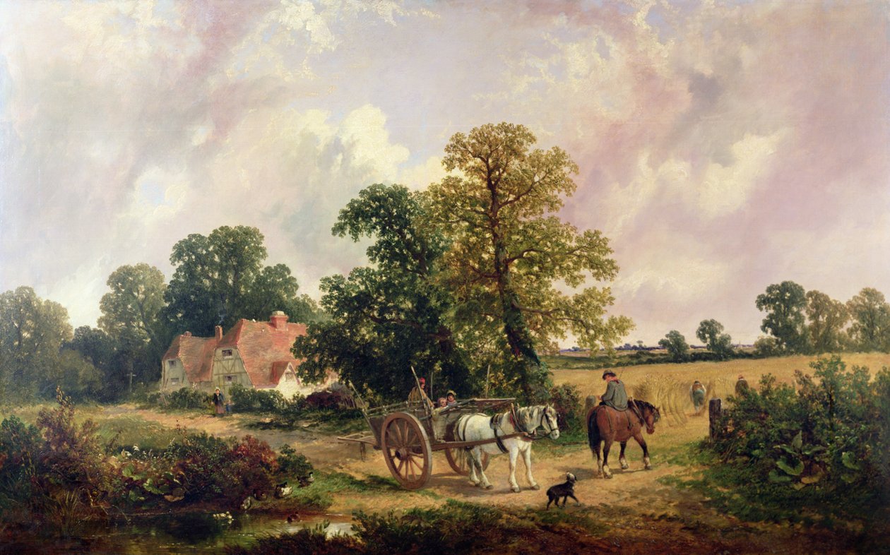 At ve Araba ile Essex manzara by James Edwin Meadows