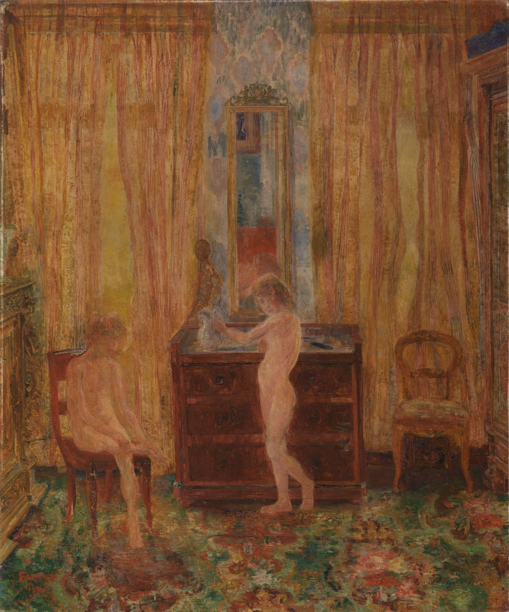 Çocuklar Sabah Tuvaletinde (Çocuk Giydirme) 1886 (tuval üzerine yağlıboya) by James Ensor