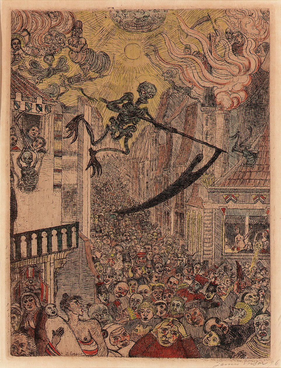 İnsan Sürüsünün Peşinde Ölüm by James Ensor
