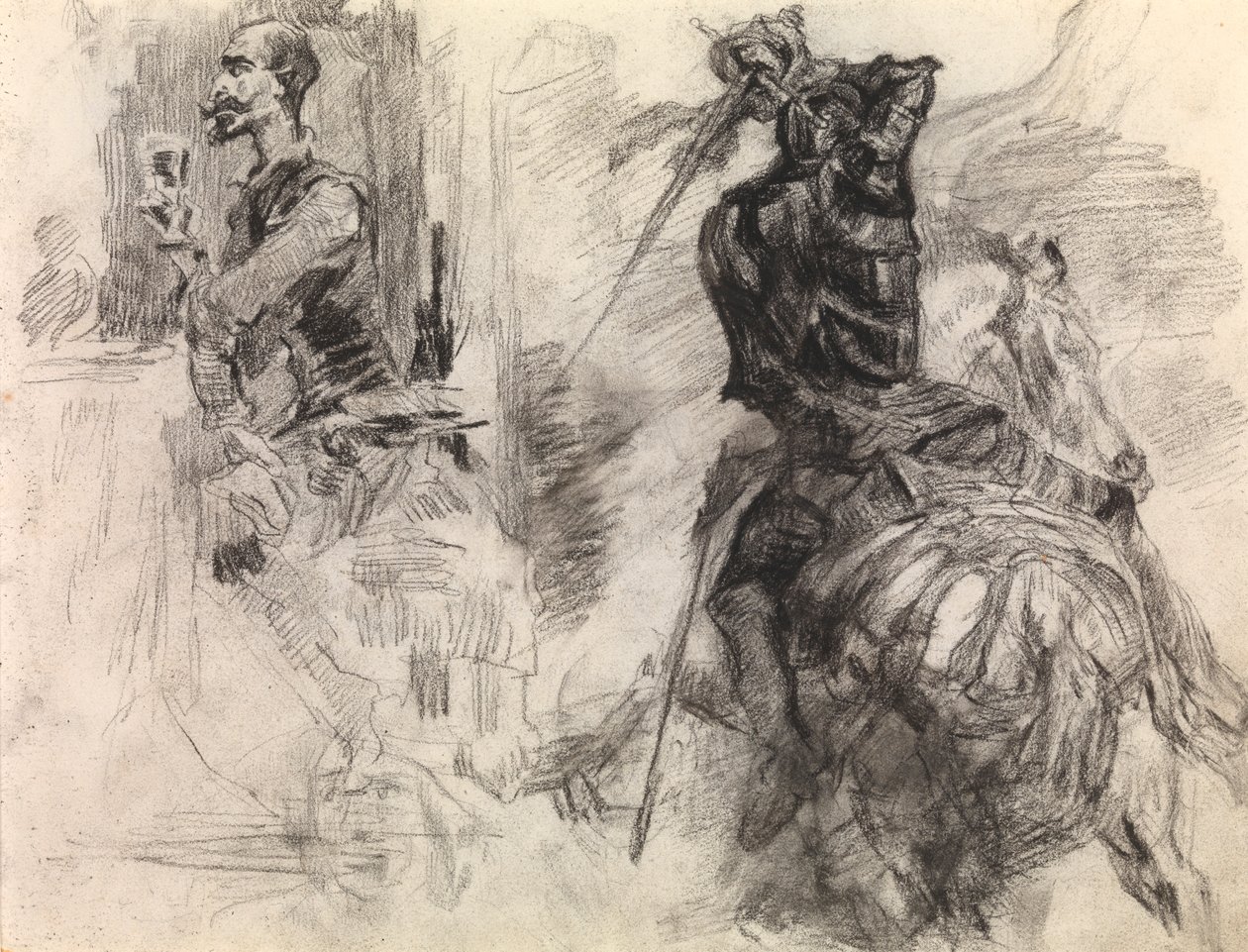 Don Kişot (kağıt üzerine mum boya ve siyah tebeşir) by James Ensor
