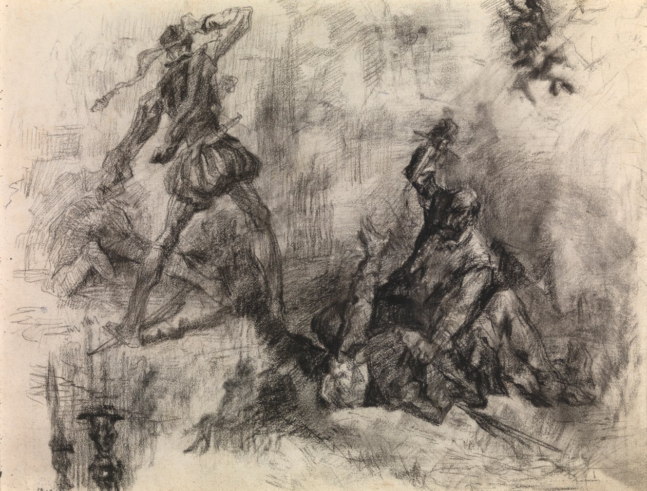 Don Kişot (kağıt üzerine mum boya ve siyah tebeşir) by James Ensor