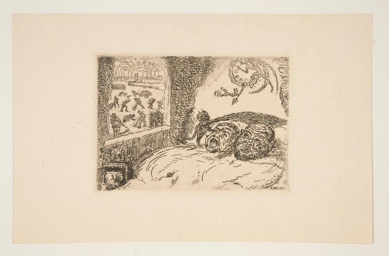 La paresse (Tembellik), Les p?ch?s capitaux (Ölümcül Günahlar) portföyünden by James Ensor