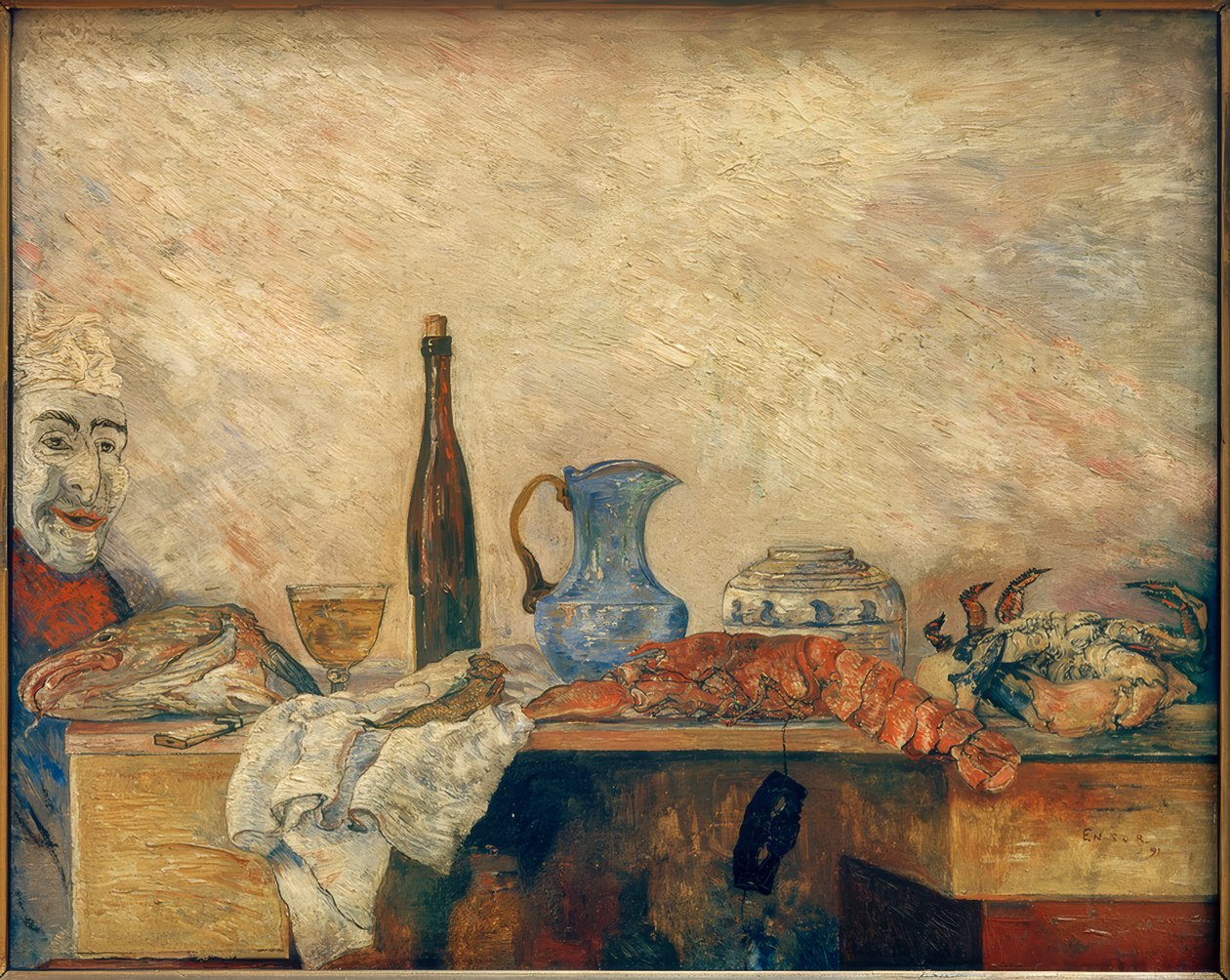 Maske kabukluları inceler by James Sidney Ensor