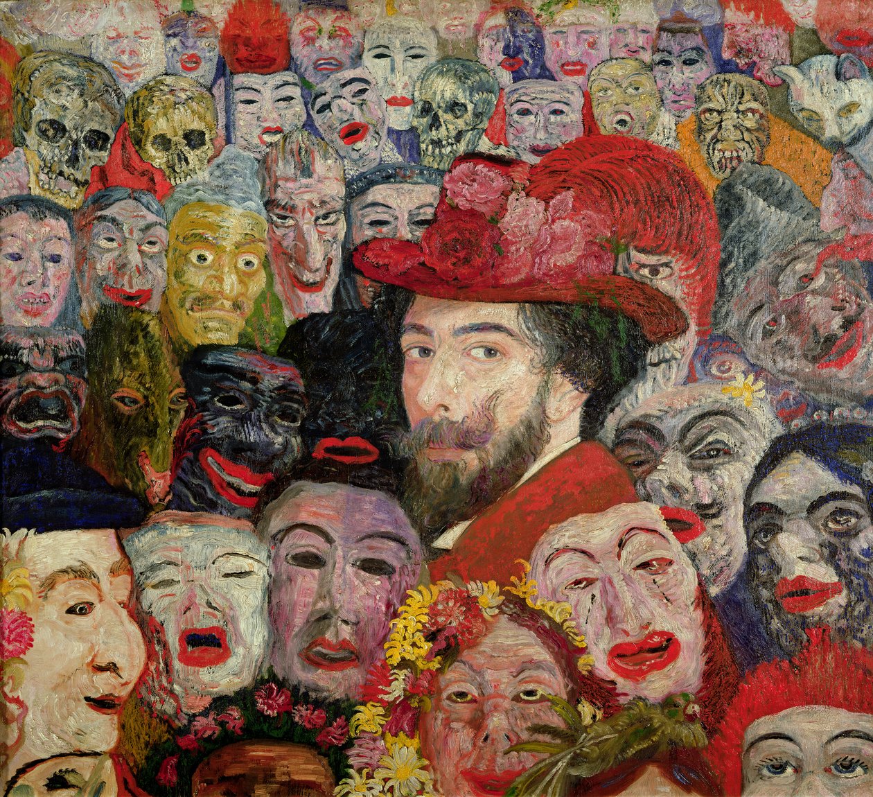 Maskelerle Çevrili Portrem by James Ensor