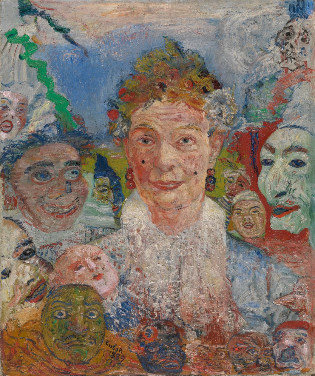 Maskeli Yaşlı Kadın by James Ensor
