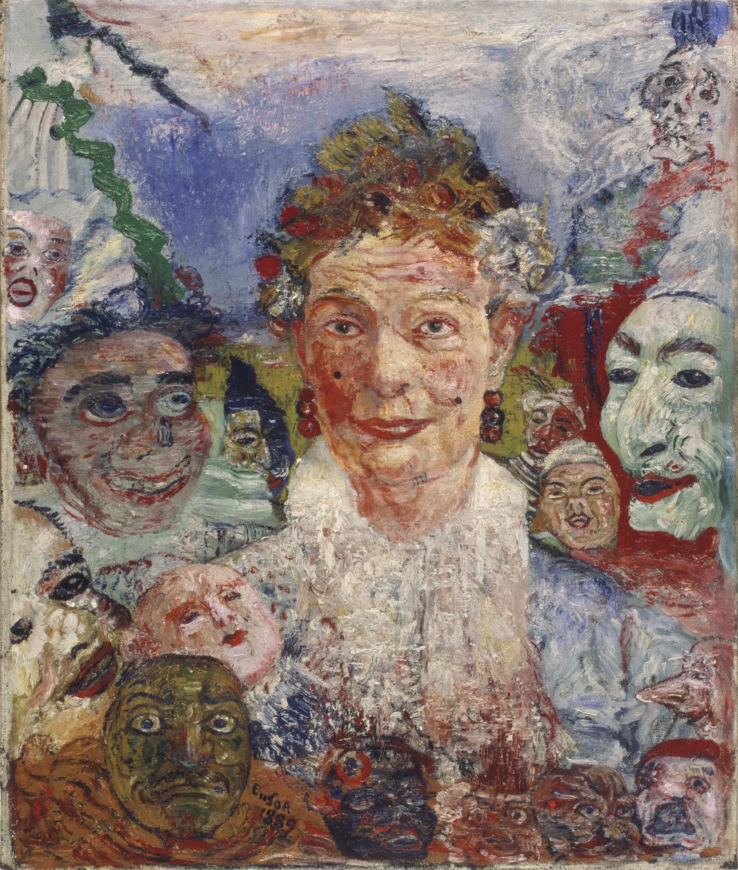 Maskeli Yaşlı Kadın, 1889 by James Ensor