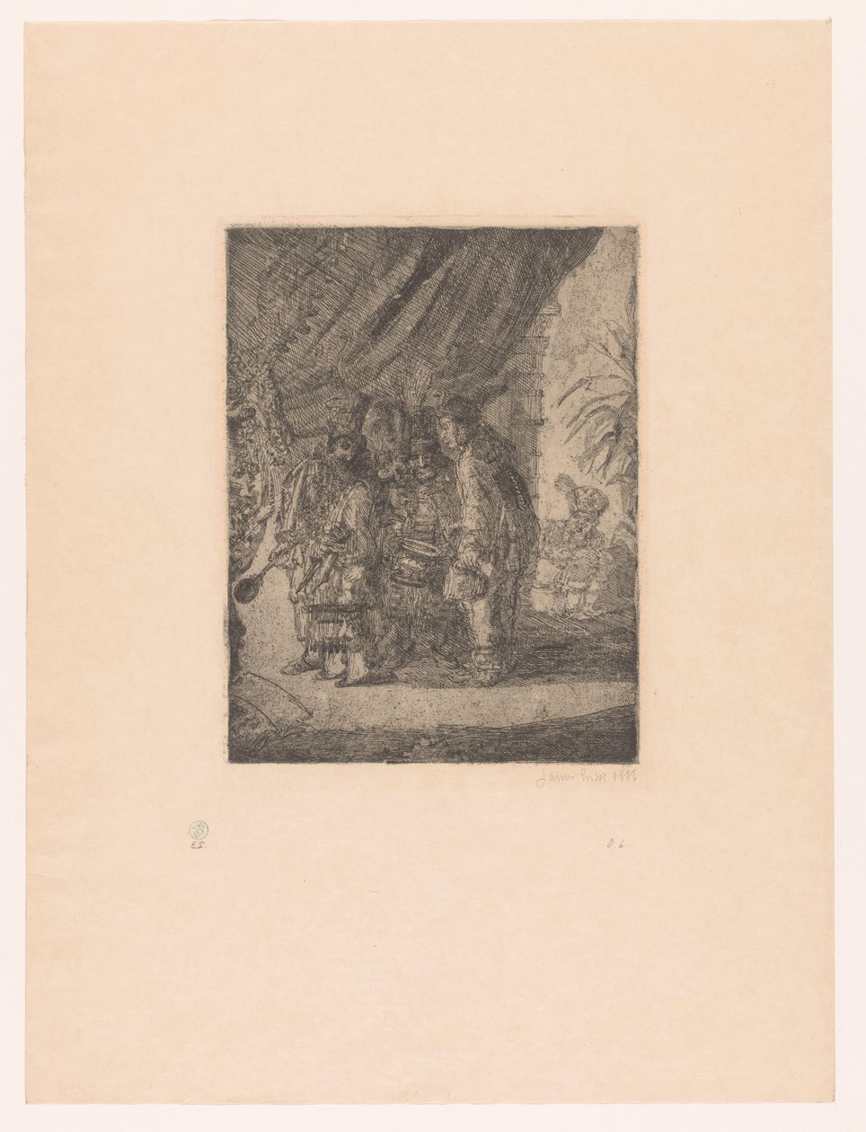 İranlı doktorlar Kral Darius Iston, Pouffamatus, Cracozie et Transmouff, célèbres médecins persans muayene eden les selles du roi Darius après la bataille d'Arbelles'in bağırsak hareketlerini inceliyor by James Ensor