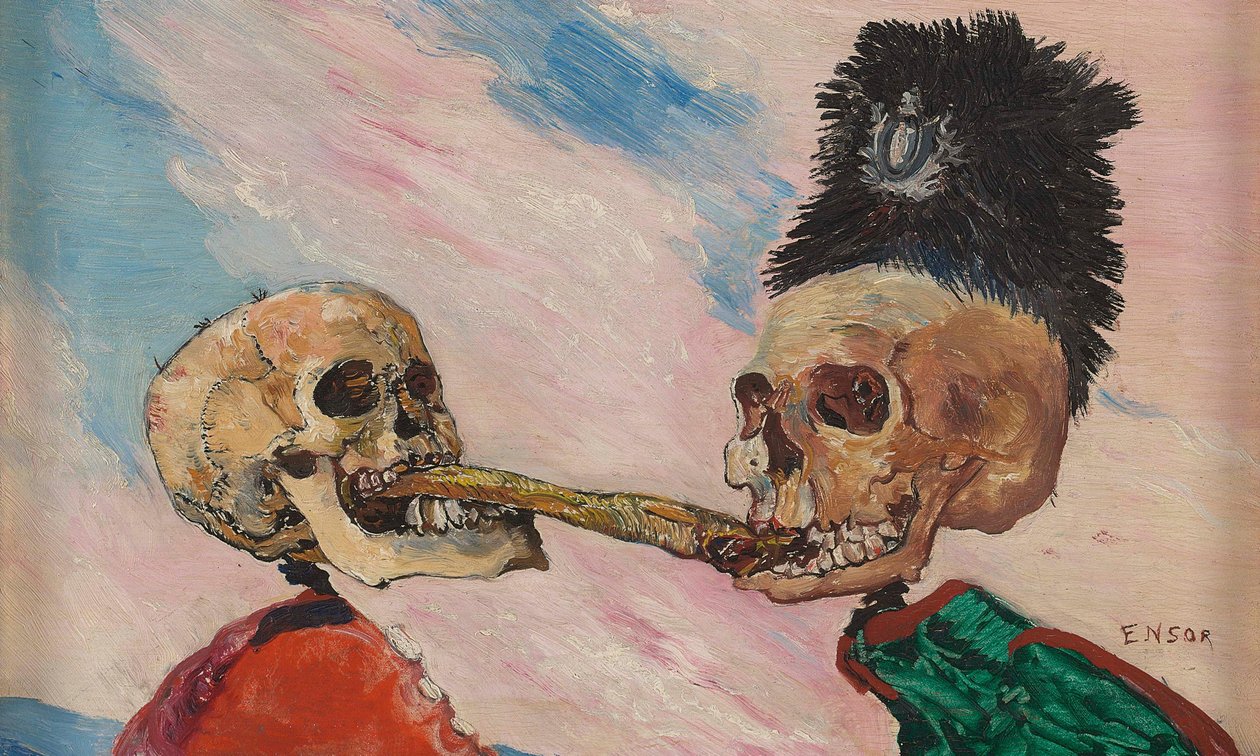 Turşu Ringa İçin Kavga Eden İskeletler, 1891. by James Ensor