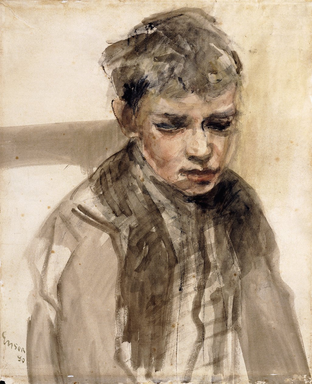 Genç Bir Çocuğun Çalışması; Genç Boy Çalışması by James Ensor