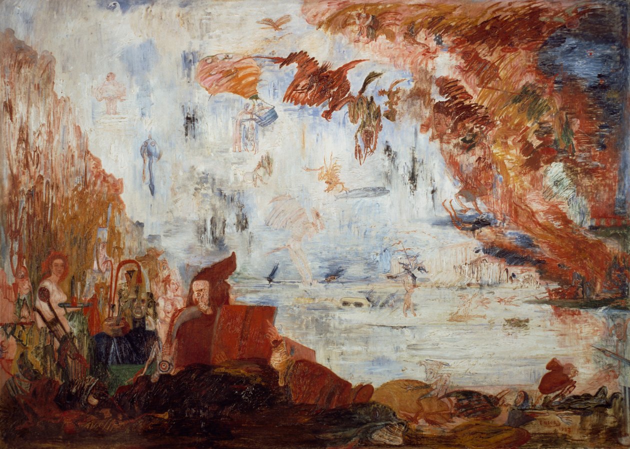 James Ensor'un (1860-1949) Aziz Anthony'nin Günahına Uğraması, tuval üzerine yağlı boya by James Ensor
