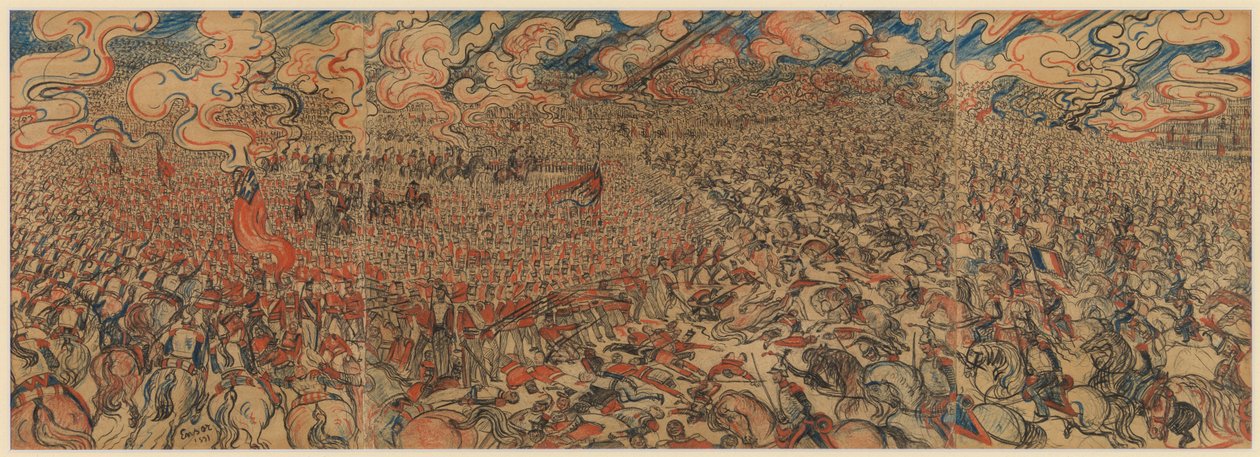 Waterloo Süvarileri (karton üzerine kağıt üzerine tebeşir) by James Ensor