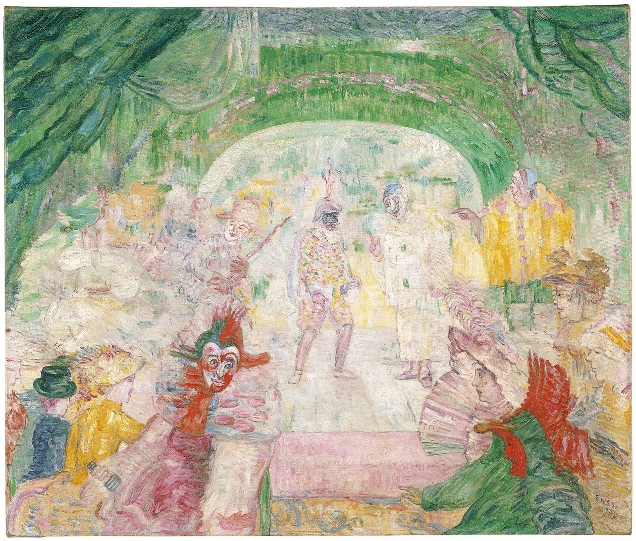 Maskeler Tiyatrosu, 1908 by James Ensor