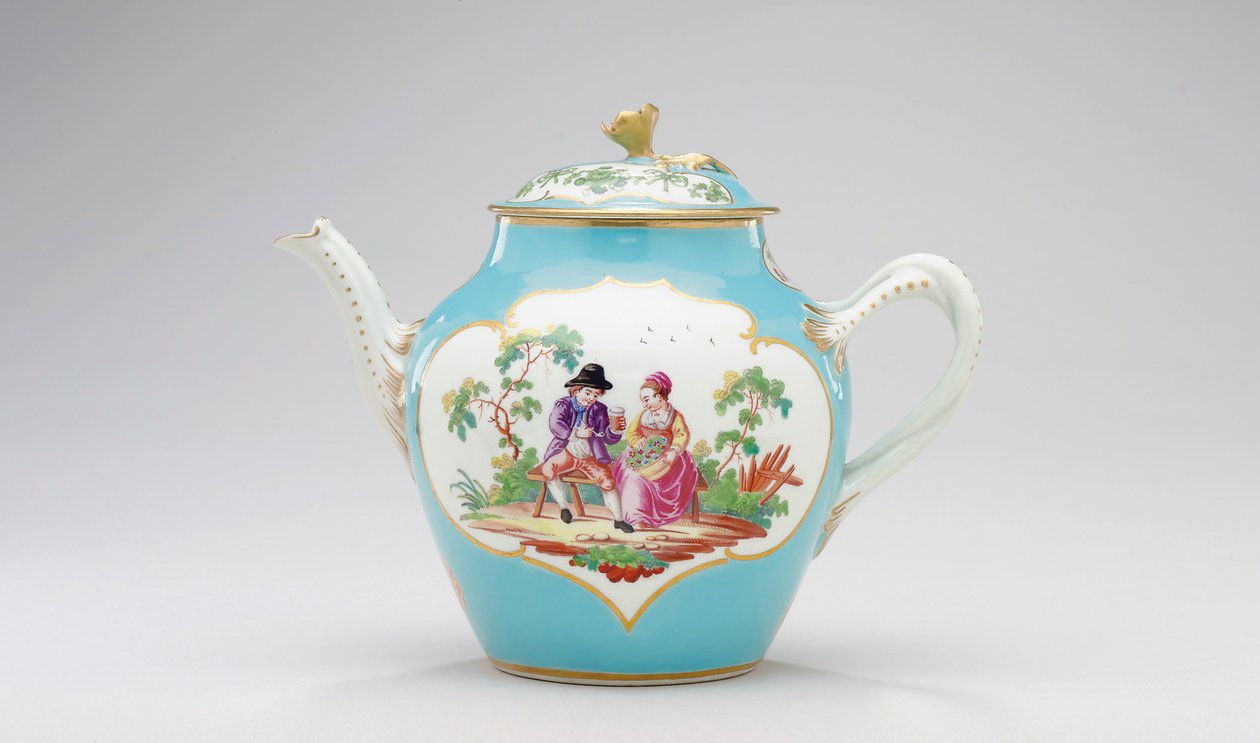 Worcester çaydanlık ve kapak, c.1770 by James Giles