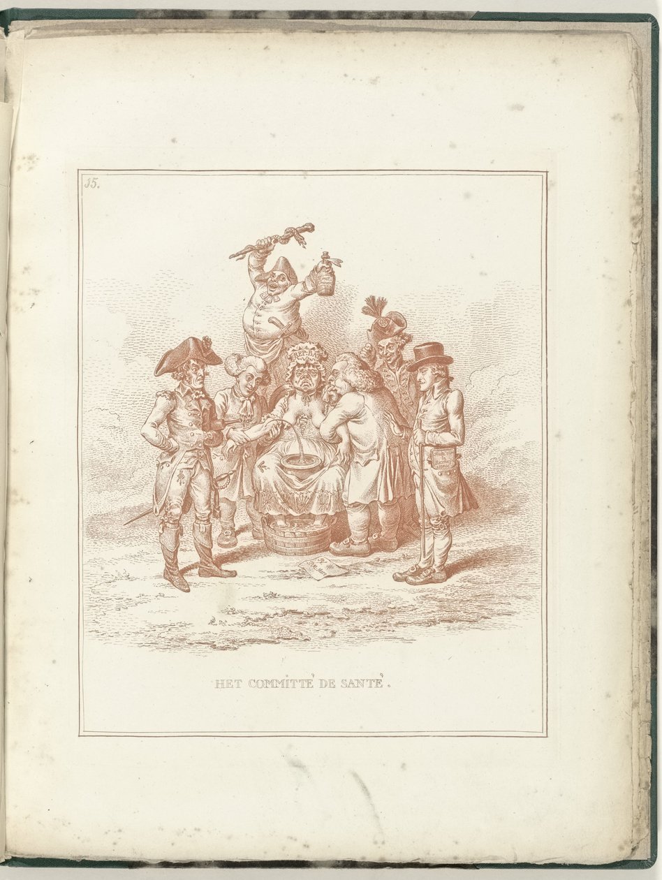 Sağlık Kurulu, 1795 Committe de Santé (nesne üzerine başlık) Hollandia Regenetata (dizi adı) by James Gillray (possibly)