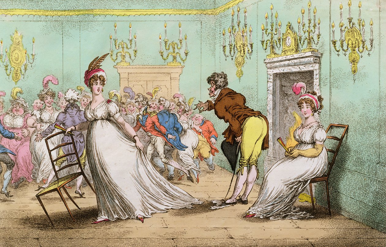 1804'te Hannah Humphrey tarafından yayınlanan Dans Etmek Anlamının Geniş Bir İpucu (el boyaması gravür) by James Gillray