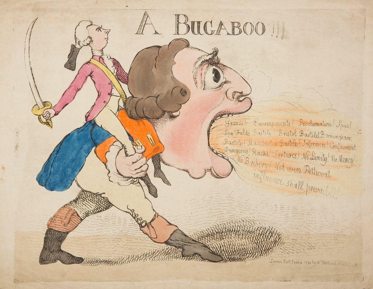 Bir Bugaboo!!! 1792 (renkli gravür) by James Gillray