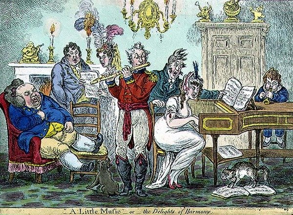 "Biraz Müzik veya Uyumun Lezzetleri", pub. Hannah Humphrey tarafından by James Gillray