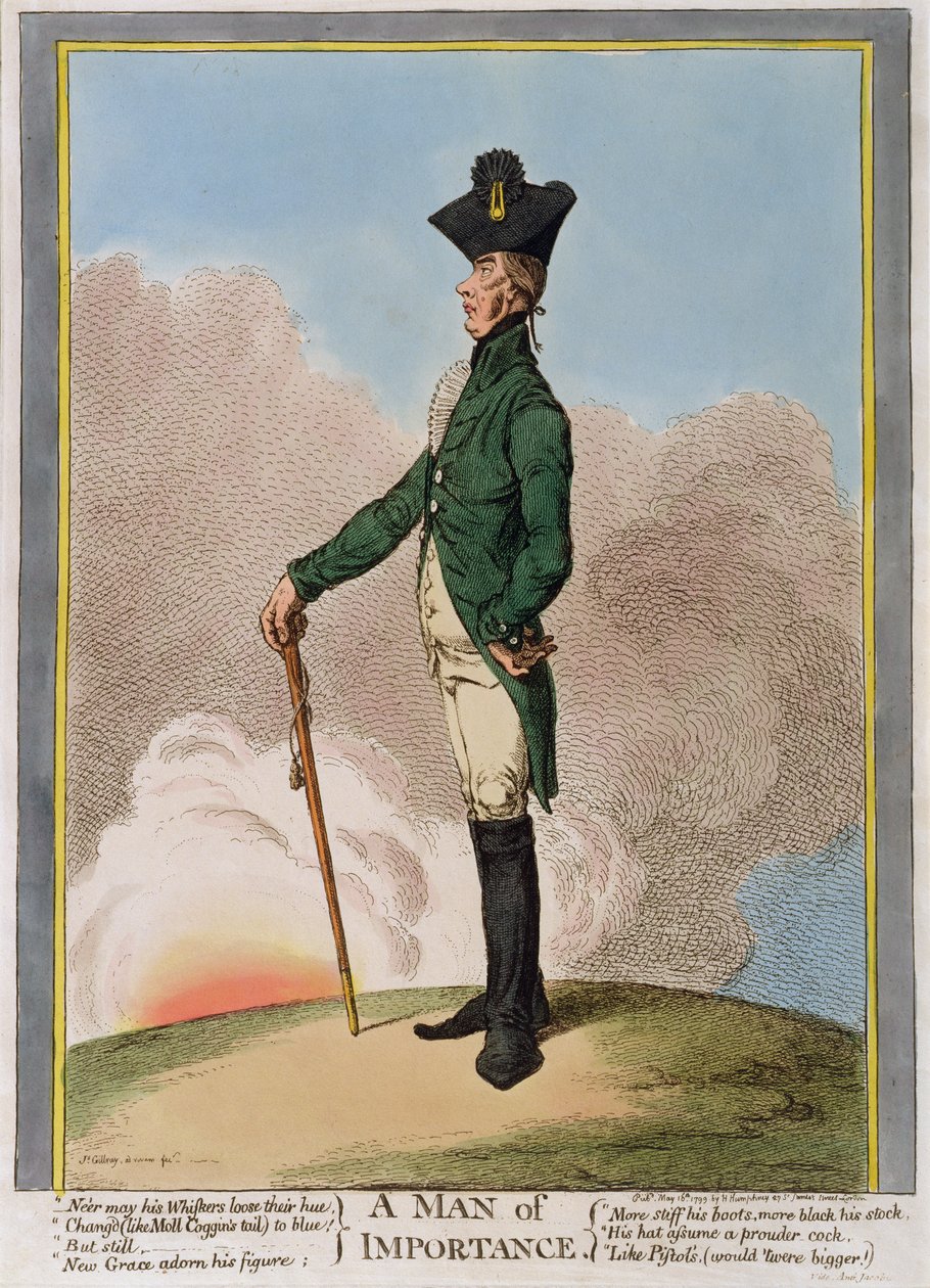 1799'da Hannah Humphrey tarafından yayınlanan Önem Adamı (el boyaması gravür) by James Gillray